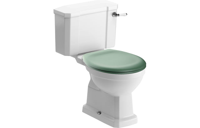 Prystine Teti Close Coupled Toilet With D/F Cistern & Soft Close Seat - Sage Green - PRIS105579 - TAP 'N' SHOWER