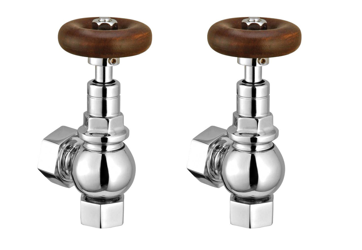 JTP Wooden Handled Radiator Valve - Chrome - WHRVA - TAP 'N' SHOWER