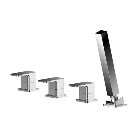Nuie Windon Pillar Mounted 4-Hole Bath Shower Mixer Tap - Chrome - WIN334