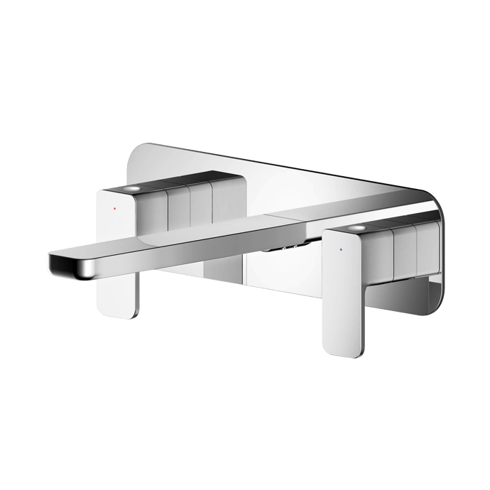 Nuie Windon 3 - Hole Wall Mounted Basin Mixer Tap with Plate - Chrome - WIN350 - TAP 'N' SHOWER