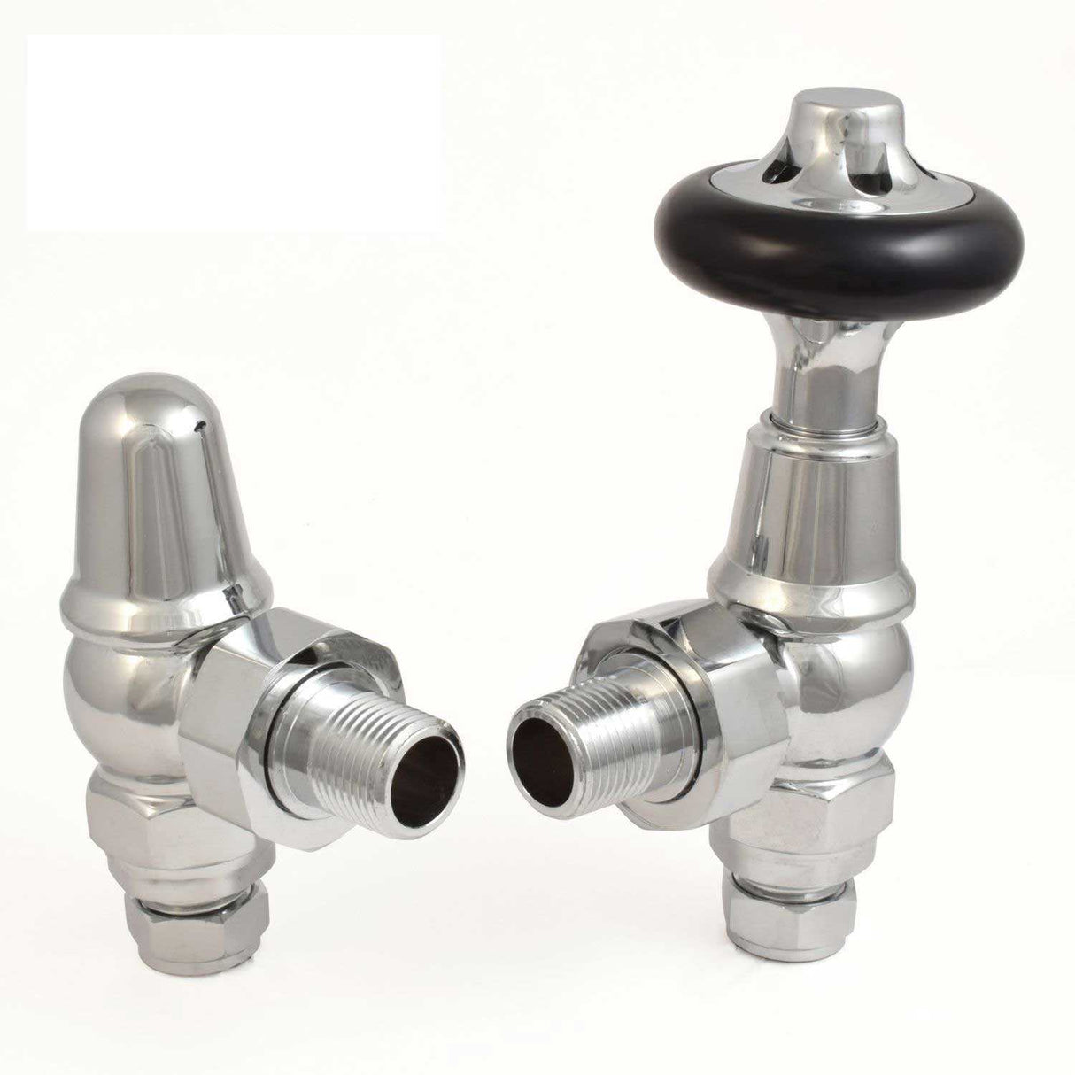 West Admiral Angled Thermostatic Radiator Valves Pair and Lockshield -Chrome