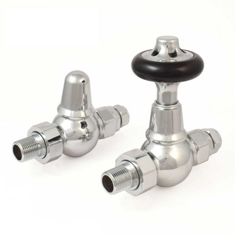 West Admiral Straight Thermostatic Radiator Valves Pair and Lockshield -Chrome
