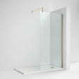 Nuie 8mm Glass Wet Room Screen 1850mm High x 1100mm Wide with Support Bar - Brushed Brass - WRSCBB011