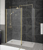 Nuie 8mm Glass Wet Room Screen 1850mm High x 800mm Wide with Support Bar  - Brushed Brass - WRSCBB080