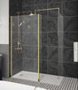 Nuie 8mm Glass with Support Bar Wet Room Screen 1850mm High  x 760mm Wide - Brushed Brass - WRSCBB076