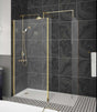 Nuie 8mm Glass with Support Bar Wet Room Screen 1850mm High x 700mm Wide - Brushed Brass - WRSCBB070
