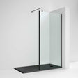 Nuie Outer Framed 8mm Glass Wetroom Screen 1400mm Wide x 1850mm High with Support Bar - Matt Black - WRSCOBP14
