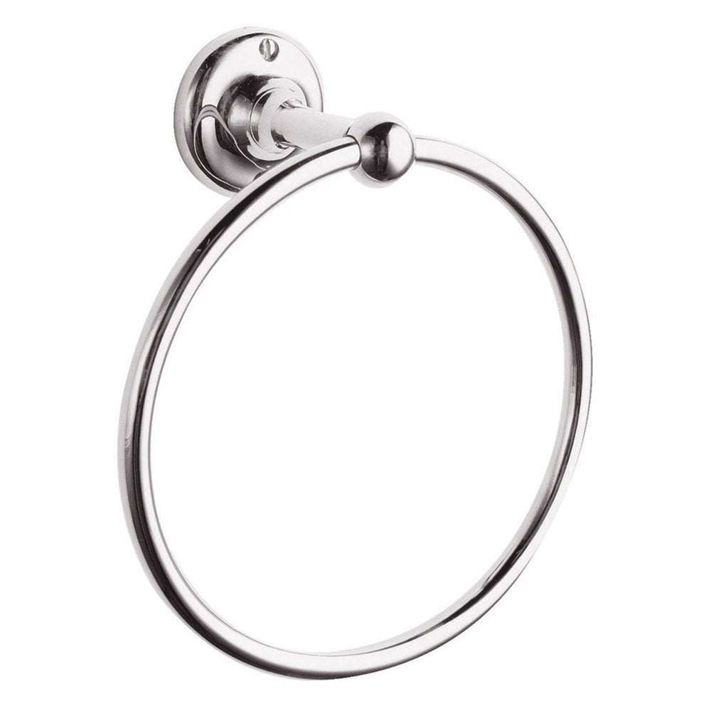 Bayswater Traditional Round Towel Ring in chrome with brass construction and classic ball joint design