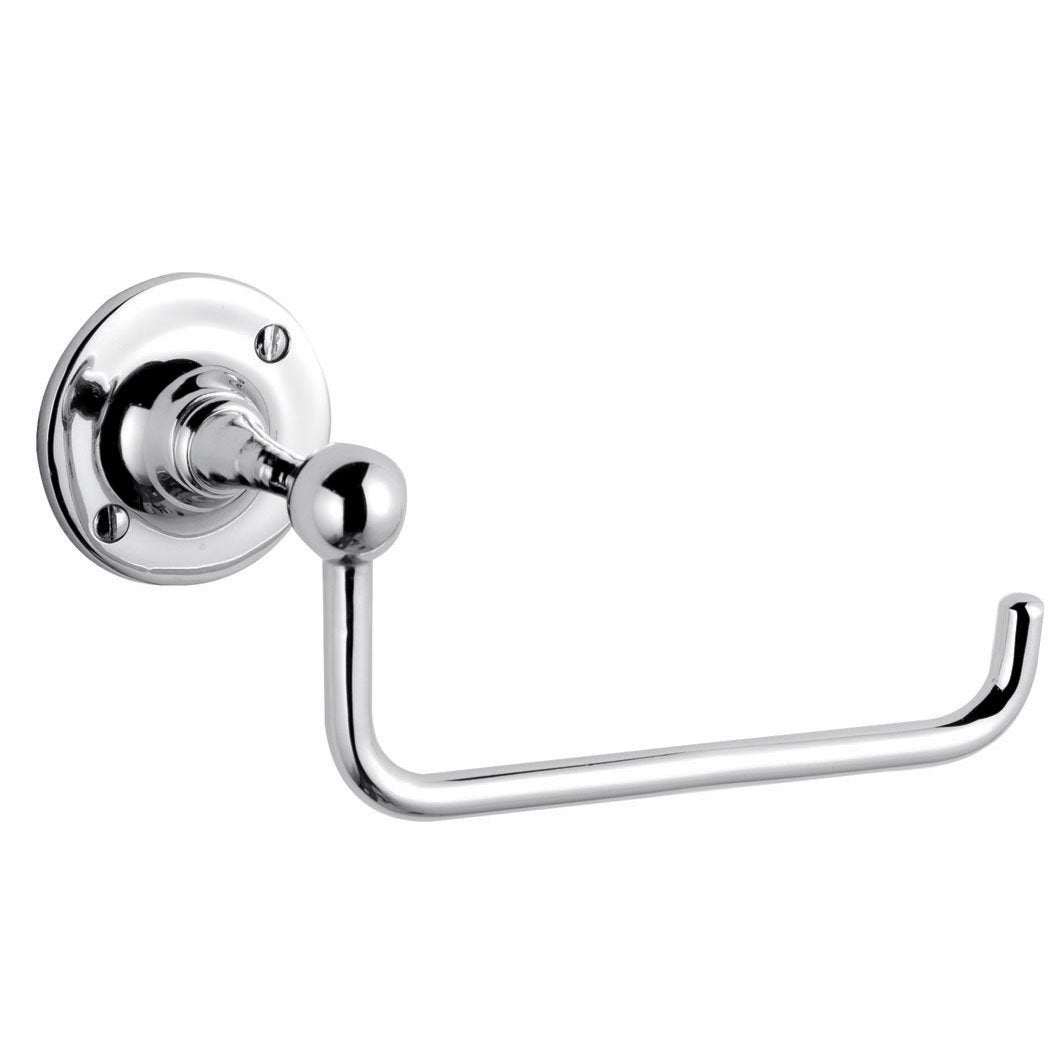 Bayswater Traditional chrome single toilet roll holder with solid brass construction and round wall-mounted backplate