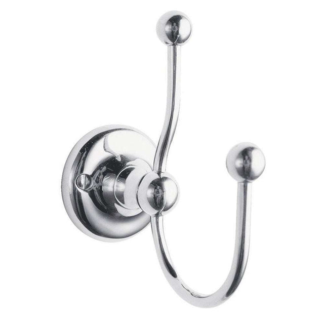 Bayswater Traditional Chrome double robe hook with ball joint design and chrome finish