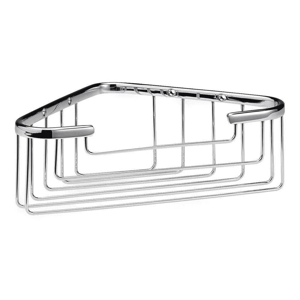 Bayswater Traditional chrome deep wirework corner shower basket for large bottles storage