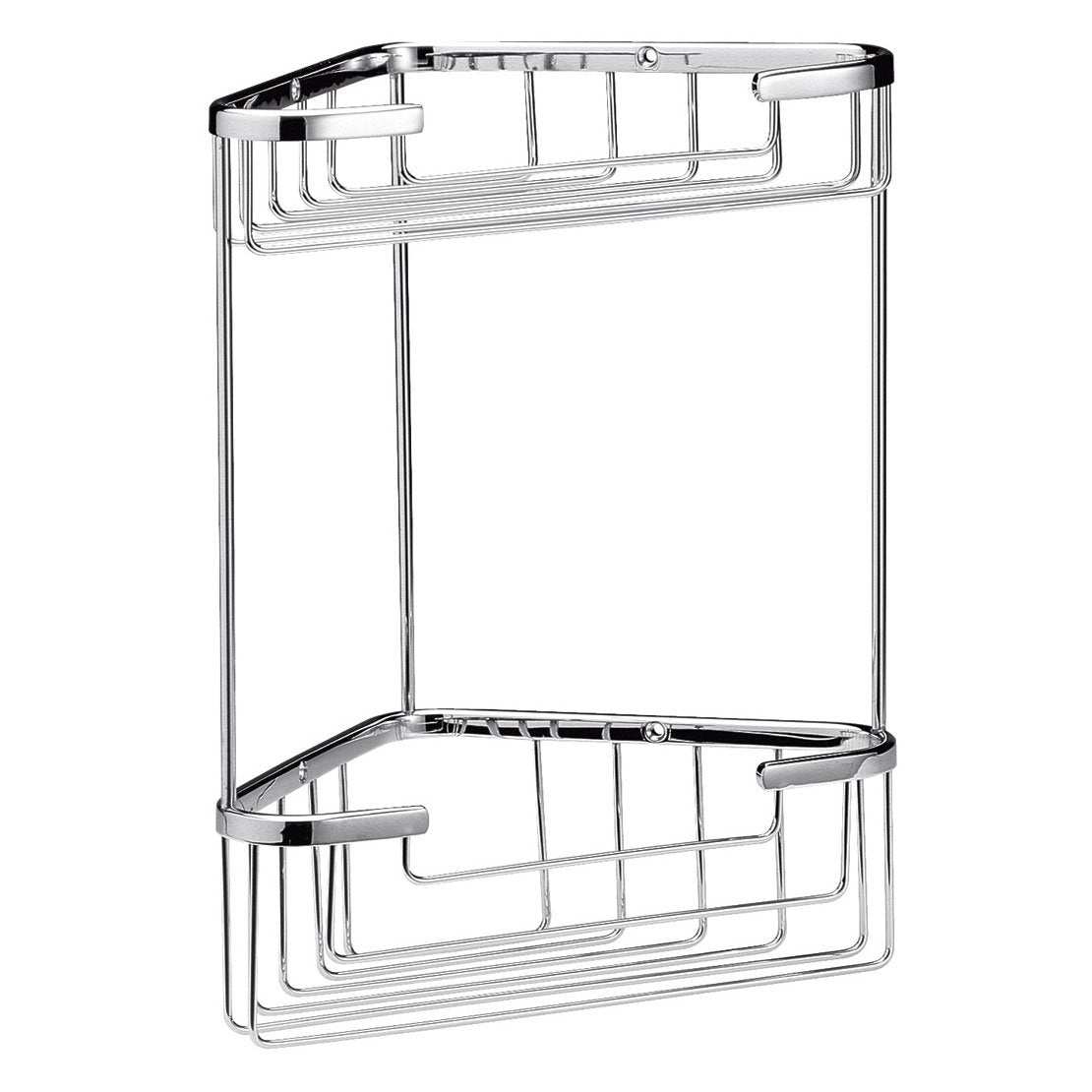 Bayswater Traditional large chrome 2-tier corner shower basket with durable brass design for bathroom organization