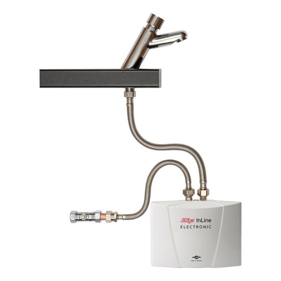 Zip Water InLine Hot Water Handwash Kit 3kW with Non - Concussive Tap - White - ES3/NC - TAP 'N' SHOWER