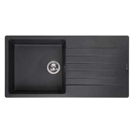Reginox Black Silver Granite Harlem 1 Bowl Composite Sink - HARLEM 10 BS