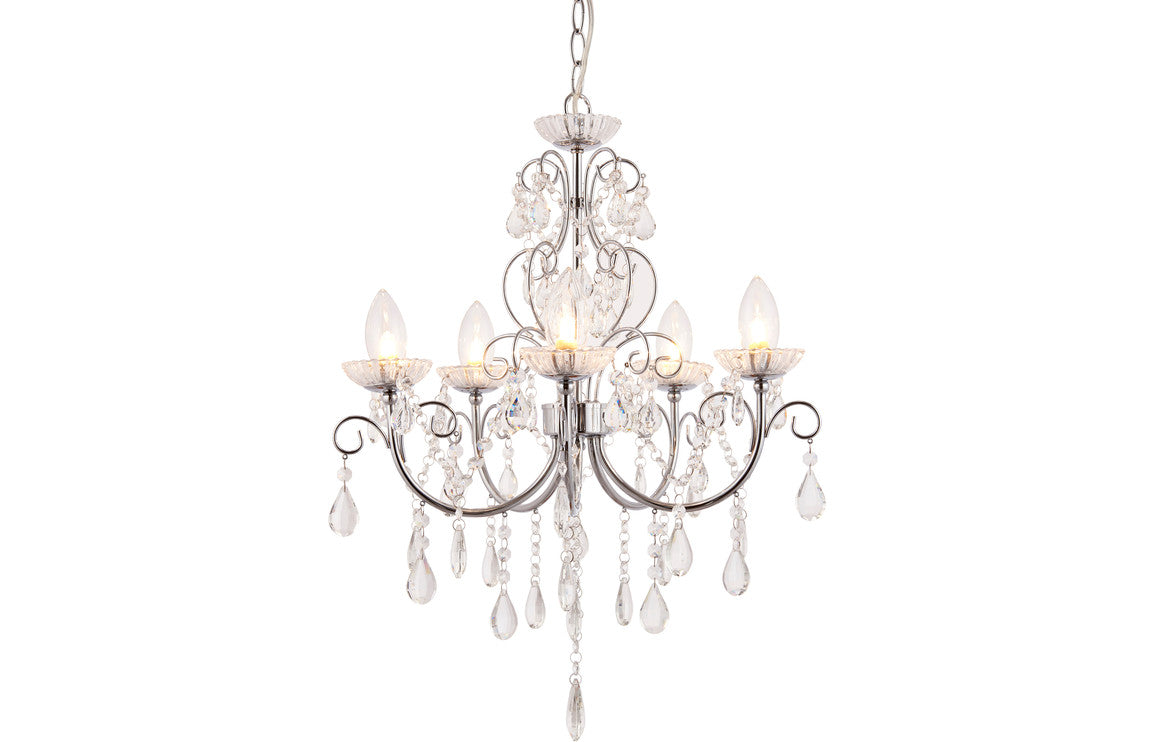 Prystine Lafayette 5 Arm Chandelier Ceiling Light - Chrome - PRIS106303