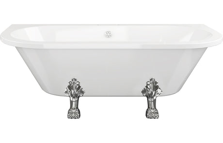 Prystine Carlsbad Freestanding Back To Wall 2 Tap Hole Bath w/Feet 1700 x 800 x 600mm - White - PRIS102813