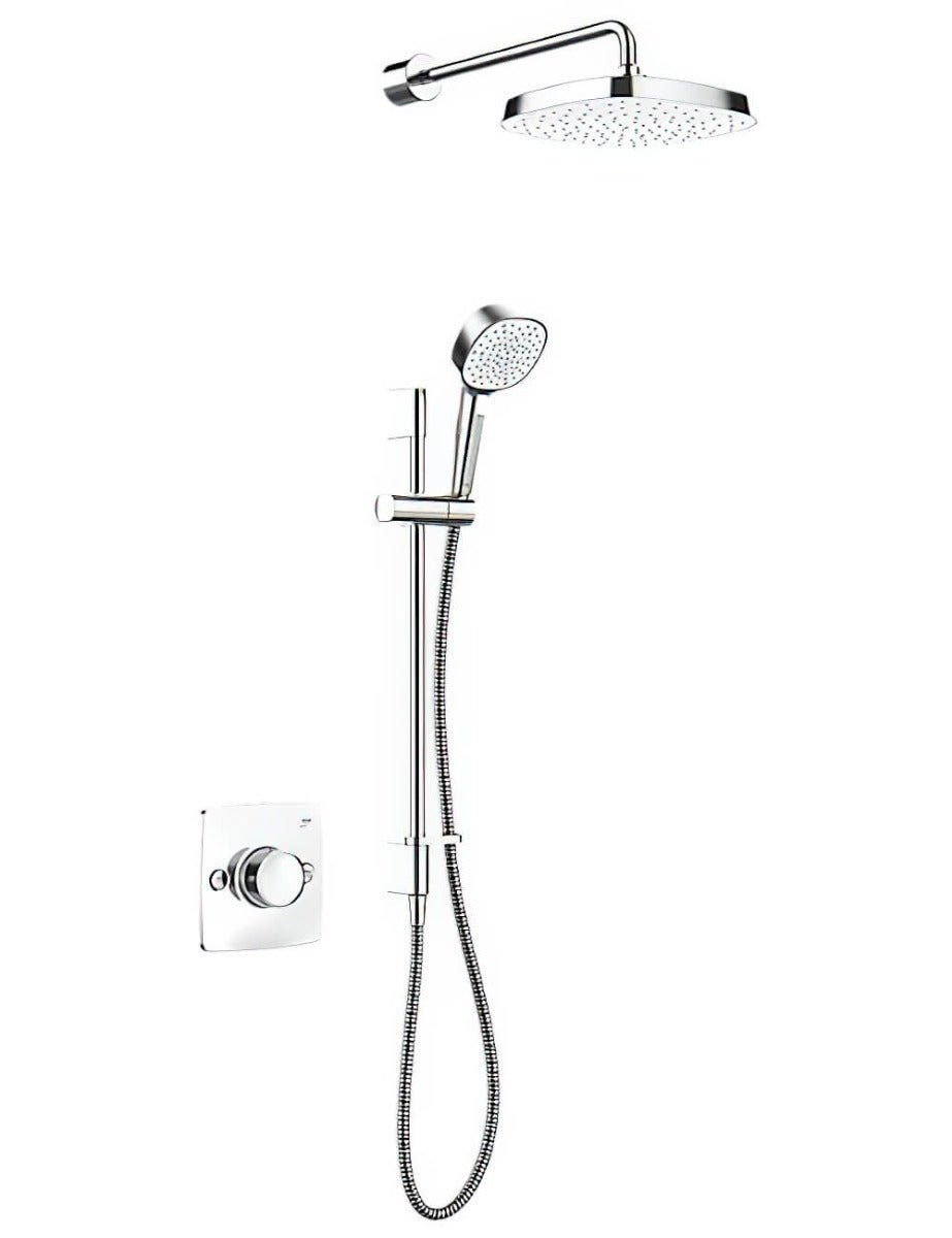 Mira Evoco Dual chrome shower set with overhead rain shower and handheld showerhead