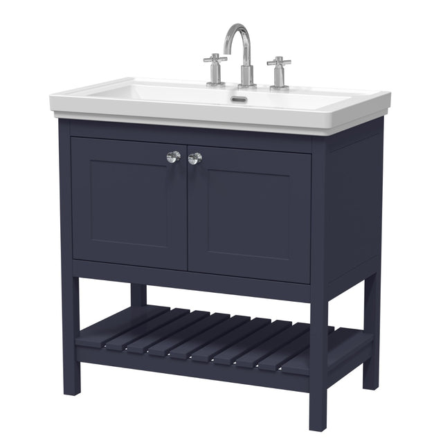 Launde Abbey Floor Standing Vanity with Basin 3TH 800mm - Indigo Blue