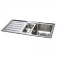 CARRON PHOENIX IBIS INSET stainless steel kitchen sink with 1.5 bowls and left hand drainer