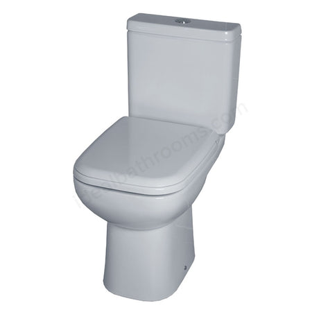 Oakham Violet Close Coupled Toilet Pan with Cistern and Soft Close Seat - White
