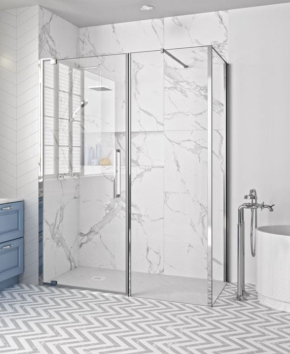 Merlyn 10 Series 800mm Wide Inline Pivot Door Side Panel - Clear Glass - M10PI2211C - TAP 'N' SHOWER
