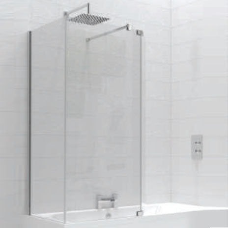 Kudos Fold Away Deflector Panel Left Hand 10mm - Brushed Nickel  - 10WPFADPLHBRN