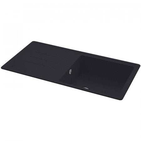 CARRON PHOENIX DEBUT 105 jet black granite single bowl kitchen sink with draining board