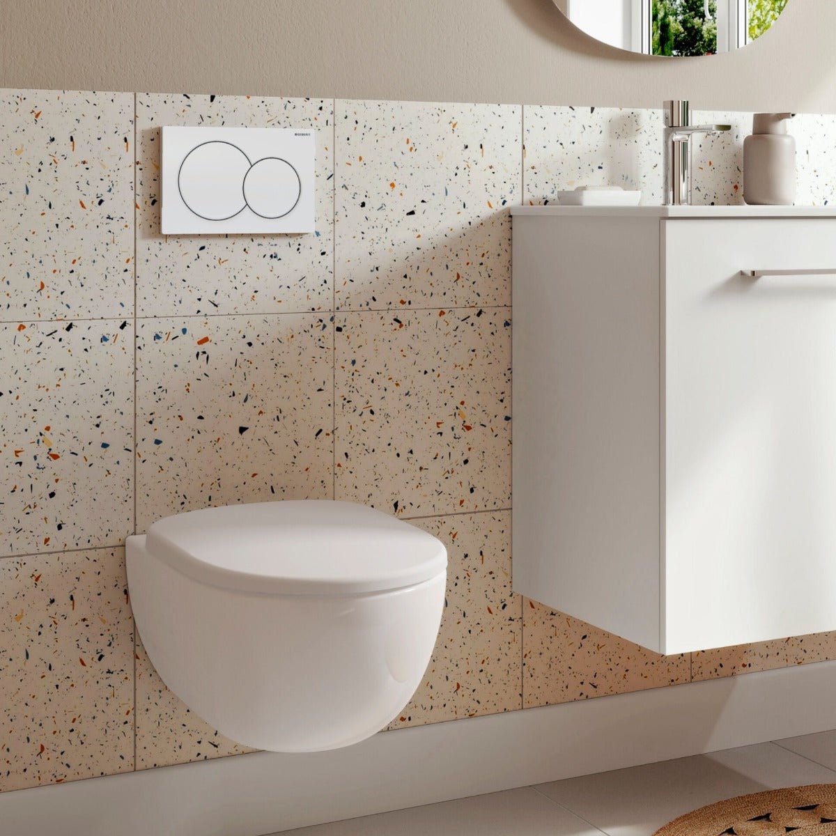 Geberit Alpha01 Round Dual Flush Plate - White - 115.035.11.1 - TAP 'N' SHOWER