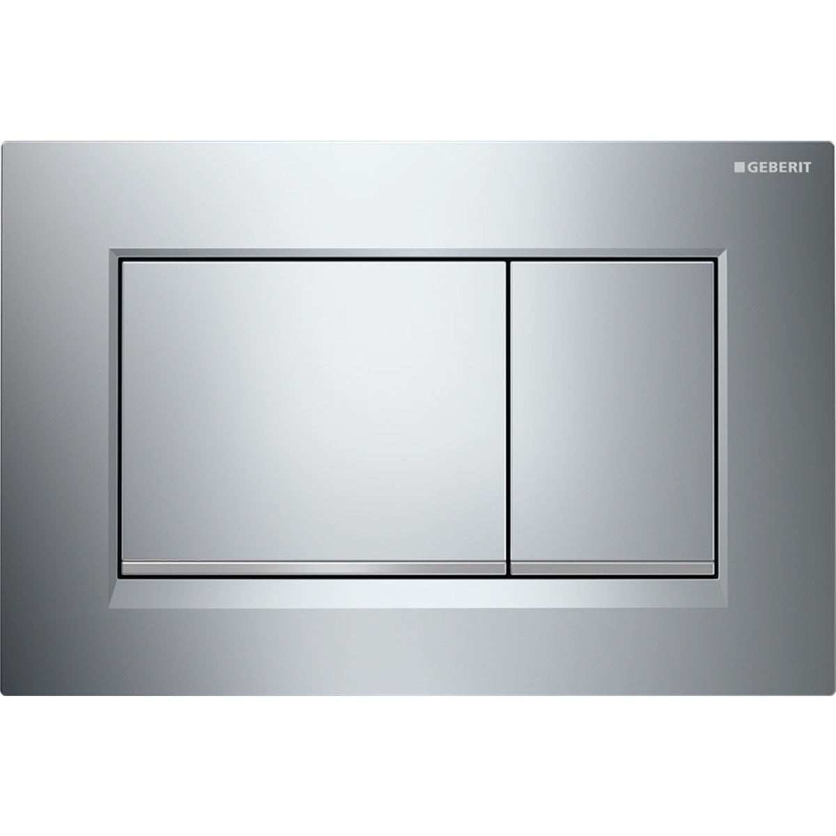 Geberit Sigma30 modern dual flush plate in gloss chrome with sleek design and water-saving dual flush system