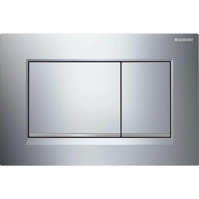 Geberit Sigma30 modern dual flush plate in gloss chrome with sleek design and water-saving dual flush system
