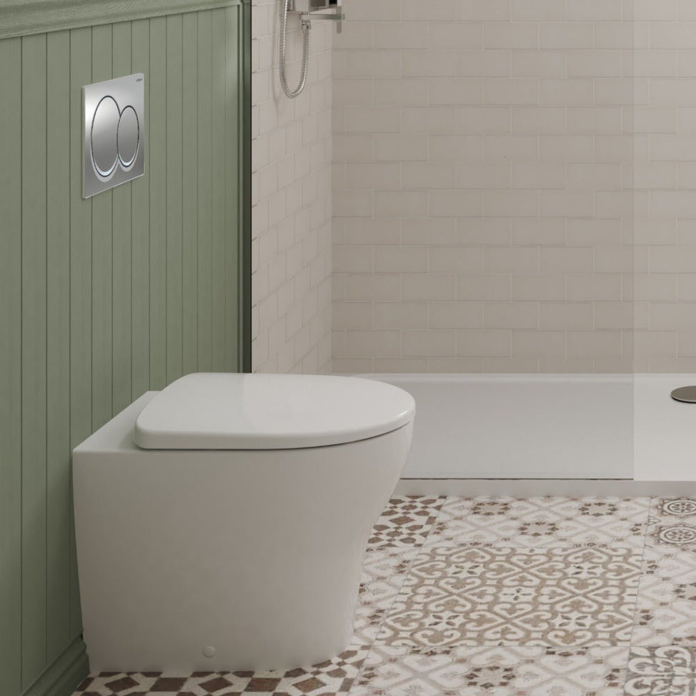 Geberit Back - to - Wall 4 - in - 1 Cistern Flush Plate Selnova Rimless Pan and Soft Close Seat Pack - White - 118.363.21.2 - TAP 'N' SHOWER