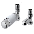 Eastbrook Biava Straight Thermostatic Radiator Valves and Lockshield 15mm - Chrome / White - 12.048 - TAP 'N' SHOWER