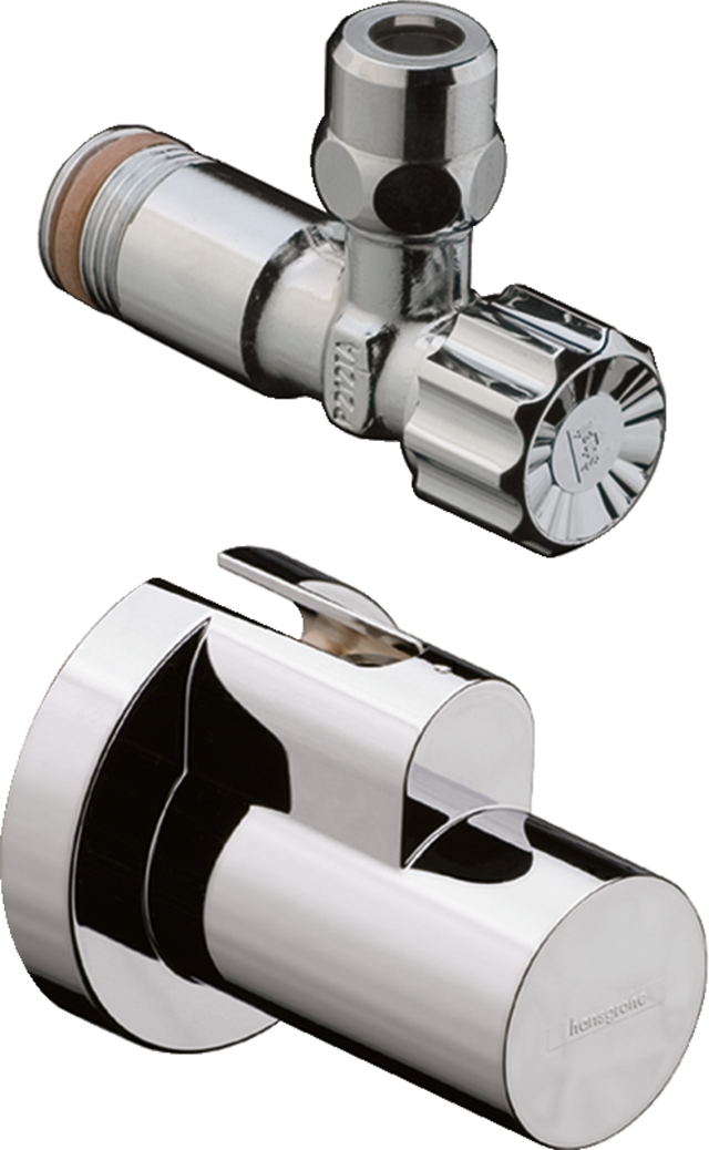 Hansgrohe Angle Valve with cover ⅜ inch chrome finish with sleek design and durable rust-resistant surface.