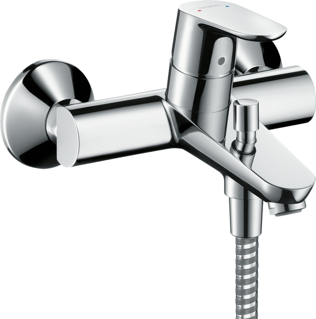 Hansgrohe Focus Single Lever chrome bath mixer with dual flow rates for exposed installation