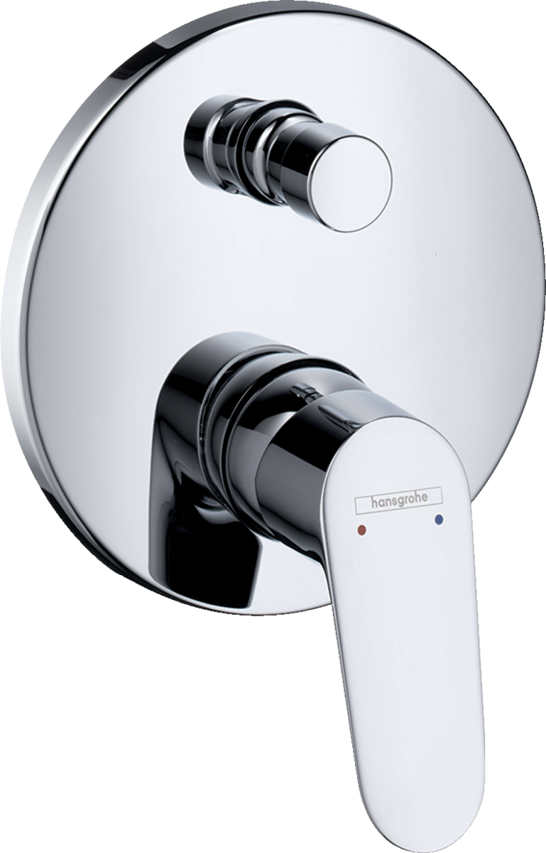 Hansgrohe Focus Single Lever chrome manual bath mixer with concealed installation and integrated backflow prevention