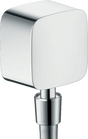 Hansgrohe Fixfit Wall Outlet in chrome with non-return valve and pivot joint for flexible, hygienic bathroom use