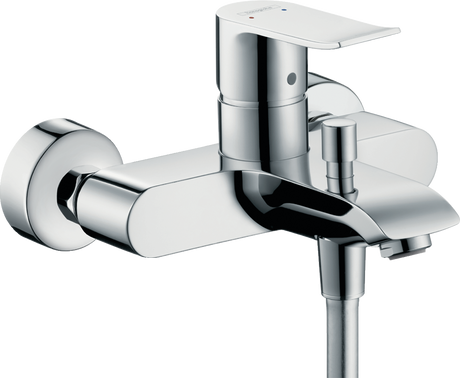Hansgrohe Metris Single Lever Manual Bath Mixer in chrome for exposed installation with 153mm center distance