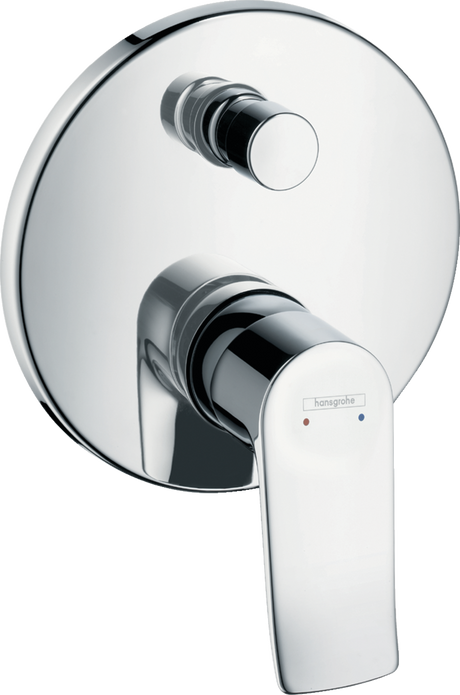 Hansgrohe Metris Single Lever manual bath mixer in chrome with round concealed installation and integrated backflow prevention