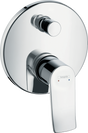 Hansgrohe Metris Single Lever manual bath mixer in chrome with round concealed installation and integrated backflow prevention