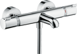 Hansgrohe Ecostat thermostatic bath mixer in polished chrome with exposed installation and temperature control.