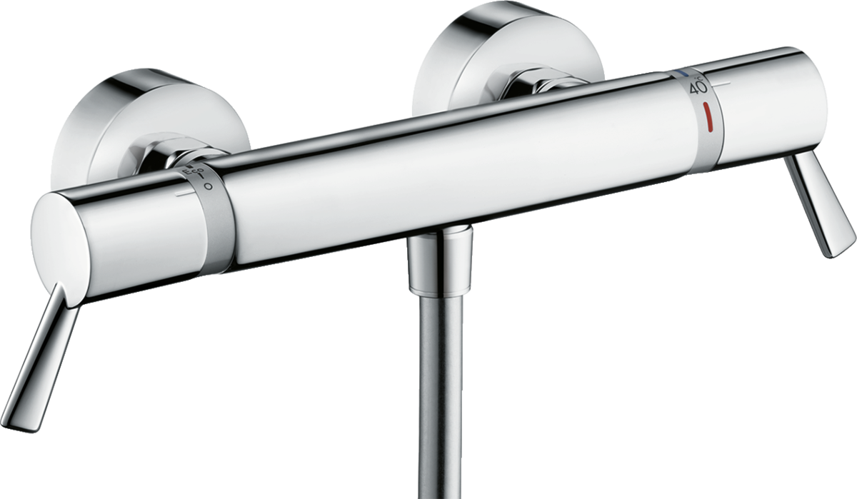 Hansgrohe Ecostat Thermostatic Shower Mixer Comfort Care For Exposed Installation With Extra Long Handles - Chrome - 13117000
