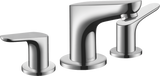 Hansgrohe Focus 3-hole Basin Mixer 100 with pop-up waste in chrome finish, modern deck-mounted bathroom faucet.