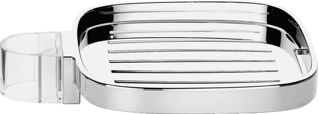 Hansgrohe Casetta Soap Dish in chrome with removable dish and innovative drainage system for a sleek, durable bathroom accessory.