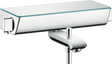 Hansgrohe Ecostat Select thermostatic bath mixer in white and chrome for exposed installation with sleek modern design and precise temperature control.
