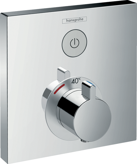 hansgrohe ShowerSelect thermostatic mixer in chrome with concealed installation and safety lock at 40°C for single outlet
