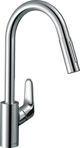 Hansgrohe Focus M41 Single Lever Kitchen Mixer 240 Eco With Pull-out Spray 2 Spray Modes - Chrome - 31833000
