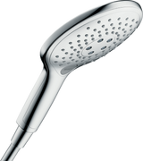 Hansgrohe Raindance Select S chrome hand shower with 150mm head and three jet settings, EcoSmart water-saving design