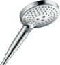 Hansgrohe Raindance Select S chrome hand shower with three spray modes and Select button for easy switching