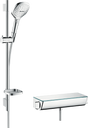 Hansgrohe Raindance Select E Shower system 120 with Ecostat Select thermostatic mixer and shower rail 650mm - White/Chrome - 27038400