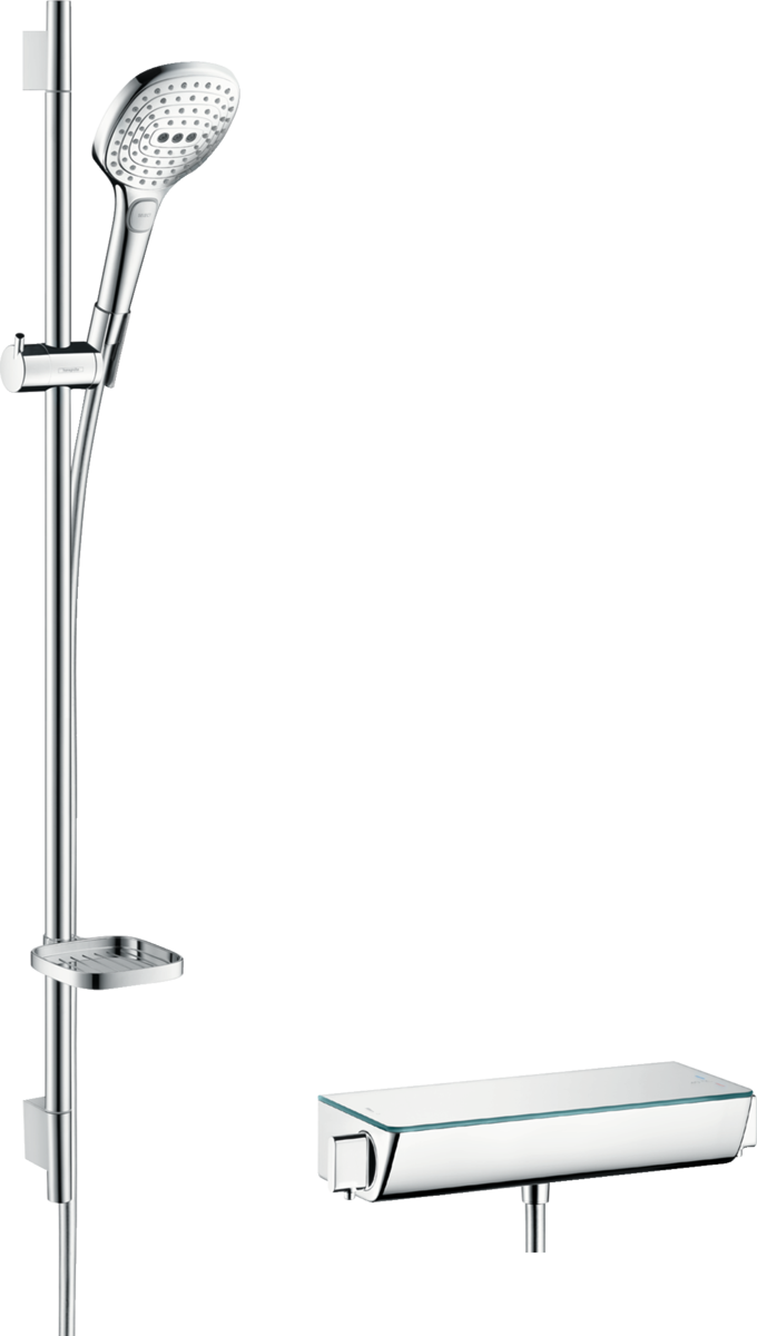Hansgrohe Raindance Select E Shower System 120 With Ecostat Select Thermostatic Mixer And Shower Rail 900mm - White/Chrome - 27039400